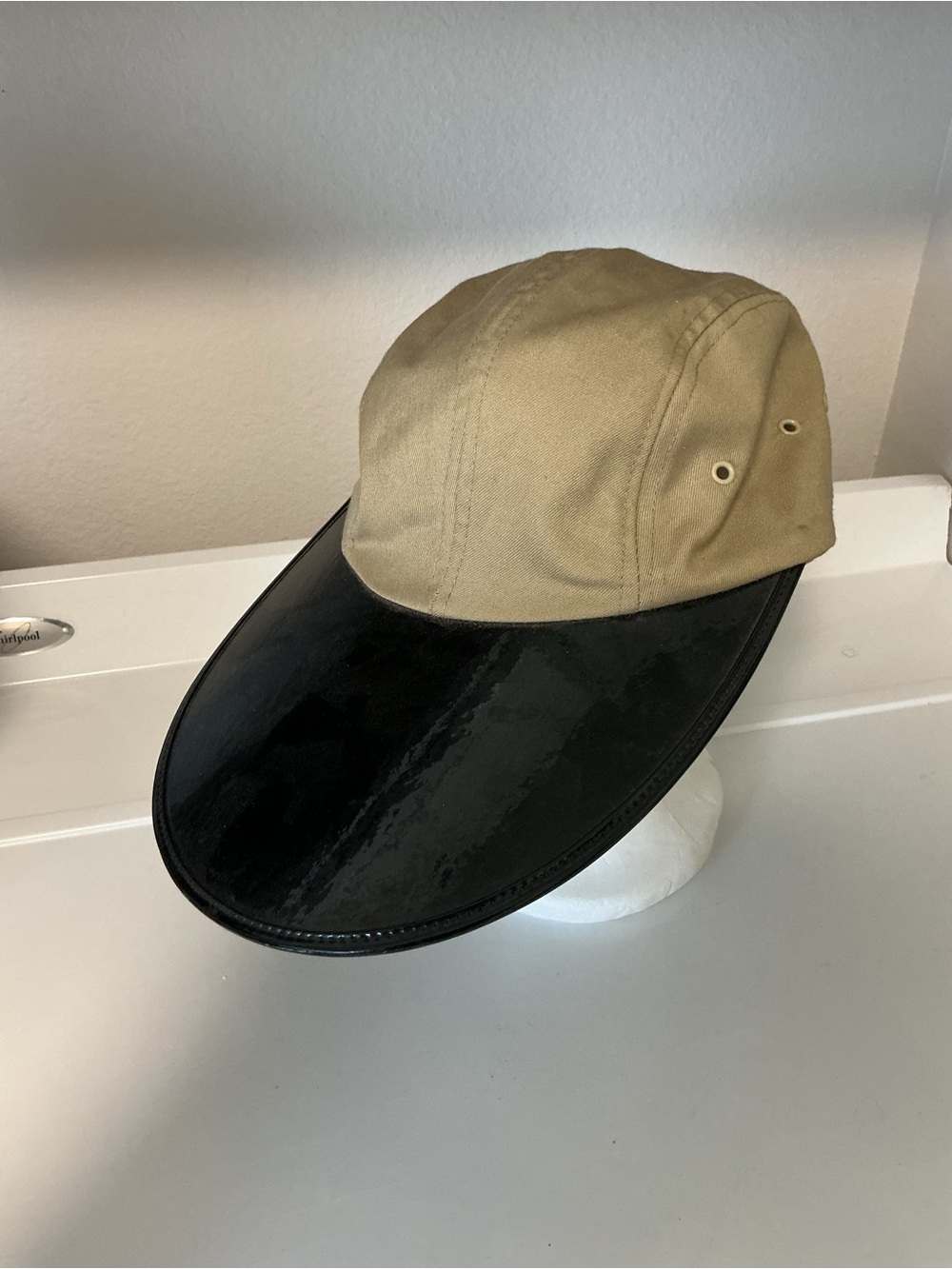 Abercrombie & Fitch Oysterman Tan Canvas Cap with Black Gloss Brim